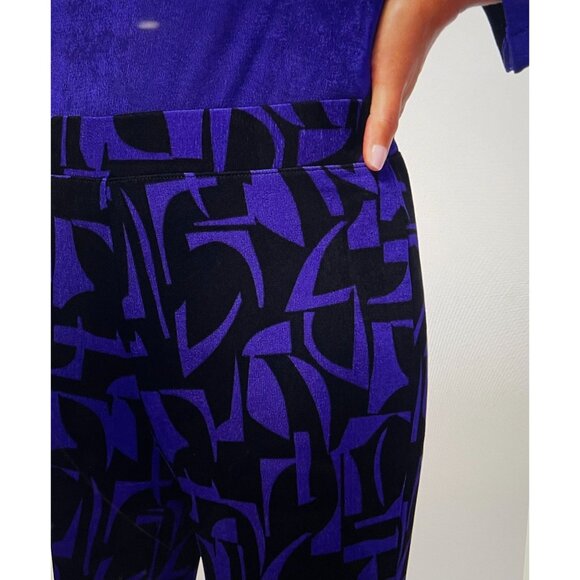 Chicos Womens Abstract Print Pants Size 2 Large Black & Purple Acetate/Spandex - Picture 2 of 15